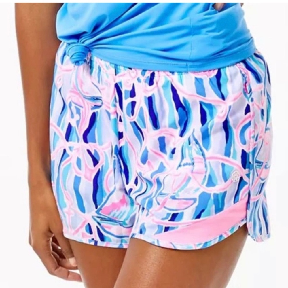 Lilly Pulitzer Athletic Shorts in Blue and Pink Pattern